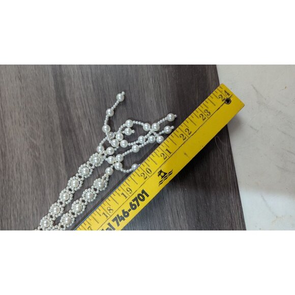 Vintage Style Pearl Beaded Opera Tassel Necklace 44" Handmade  cream - Picture 5 of 5